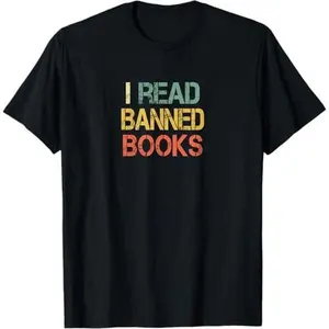 "I Read Banned Books" Text Black Cotton Casual T-Shirt Tshirt Menswear