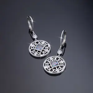 S925 Silver Rainbow Stone Drop Earrings | Leverback Design, No More Lost Earrings!