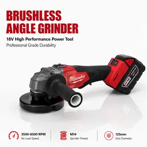 Milwaukee M18 Brushless 5-Inch Cordless Angle Grinder for Metal Fabrication and Rust Removal Power Tool features 4-Speed Variable Control and High-Safety Non-Locking Paddle Switch Bare Tool with XC6.0 Battery