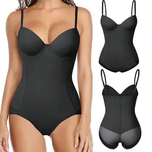 Built In Bra Women Shapewear Bodysuit Tummy Control Body Shaper Underwear Slimming Belly Abdomen Waist Compression Shelf Bra lilac dfyne impact short