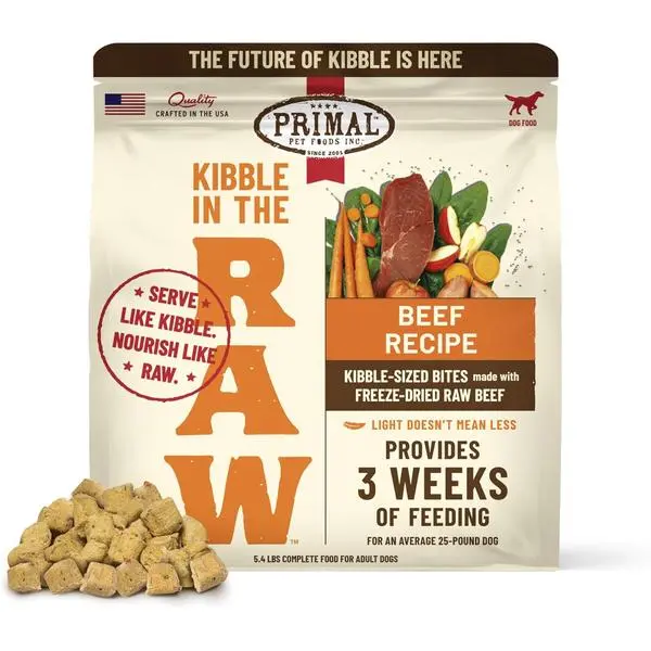 Primal Kibble in The Raw, Freeze Dried Dog Food, Small Breed Recipe, Scoop & Serve, Made with Raw Protein, Whole Ingredient Nutrition, Crafted in The USA, Dry Dog Food 5.4 lb Bag