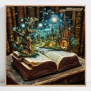 Book Pattern DIY Diamond Arts Colorful Painting Kit without Frame, Full Round Drill Diamond Arts Colorful Painting Kit, Wall Art Decor for Home, Diamond Painting Kits