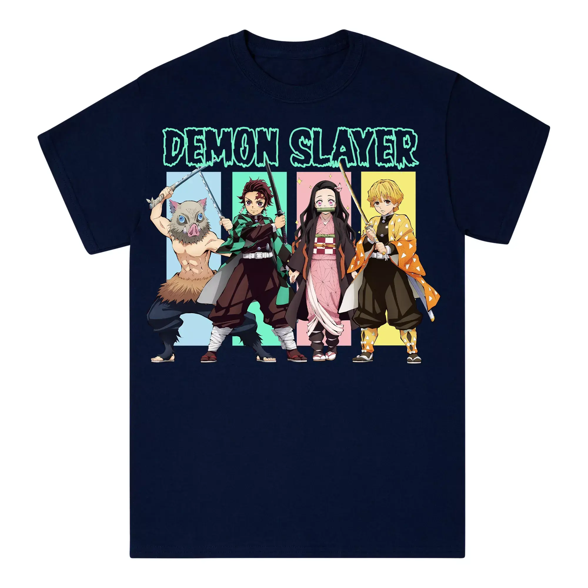 demon slayer, kimetsu no yaiba, tanjiro, nezuko, zenitsu, inosuke, anime merch, 100% cotton, oversized graphic tee, crewneck t shirt, unisex t shirt, streetwear, otaku, anime fan gift, holiday gift