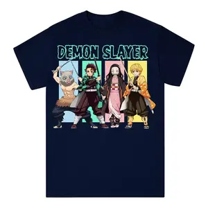 demon slayer, kimetsu no yaiba, tanjiro, nezuko, zenitsu, inosuke, anime merch, 100% cotton, oversized graphic tee, crewneck t shirt, unisex t shirt, streetwear, otaku, anime fan gift, holiday gift
