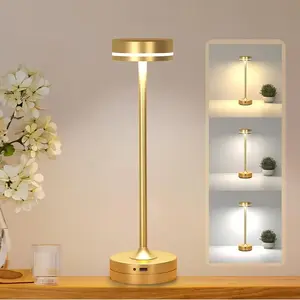 Wireless LED Rechargeable Portable Table Lamp,Eye-Caring Night Light, Three-Color Adjustable, Stepless Dimming, Suitable for Dining Table/Living Room/Dining Room/Bedroom Desktop Light, Black, for Halloween