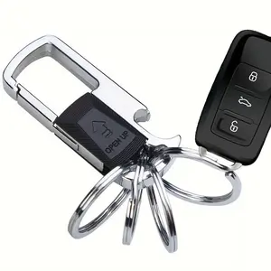 Car Keychain, Car Key Holder with 4 Removable Key Rings, Multifunctional Car Keychain with Bottle Opener, Car Interior Accessories, Multi Purpose Keychain