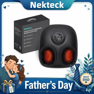 Nekteck Shiatsu Foot Massager Machine with Soothing Heat, Deep Kneading Therapy, Air Compression, Improve Blood Circulation and Foot Wellness Brown