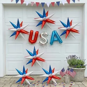 75pcs Usa Independence Day Balloon Set, 16-Inch 'usa' Banner, Giant Star Balloons, Blue Aluminum Foil, Party Decorations