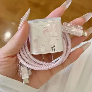 Charger Protector Case with Silicone Strap, Charging Cable Organizer, Compatible with iPhone 13/14/15, Apple 20w/18w Adapter Cover, Shell, Integrated Cable Protector