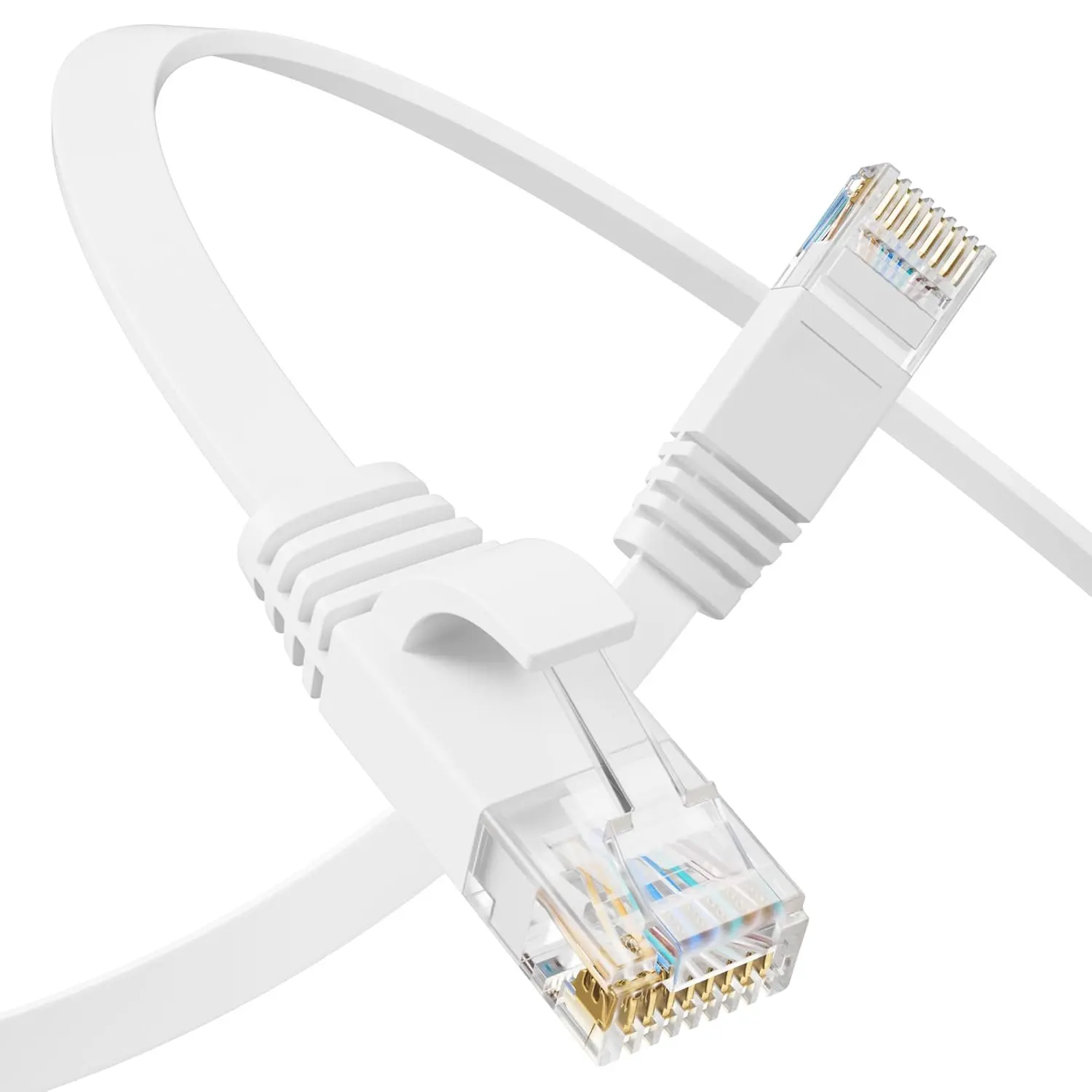 6 Flat Ethernet  50 FT, UTP 10Gbps High-Speed Cat6 Ethernet , Pure Copper  6 , Long Ethernet  for Home or Office Network Wiring, White