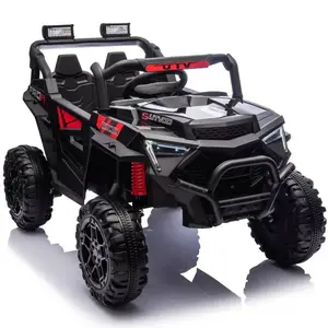 24V Rechargeable Battery-Powered Kids Electric UTV 4-Wheeler Ride-On Toy (400W) with Parental Remote Control, 4-Wheel Shock Absorption, LED Lights, Portable Handle, USB/MP3/Bluetooth Central Control Panel with Power Display for 3+ Children Development