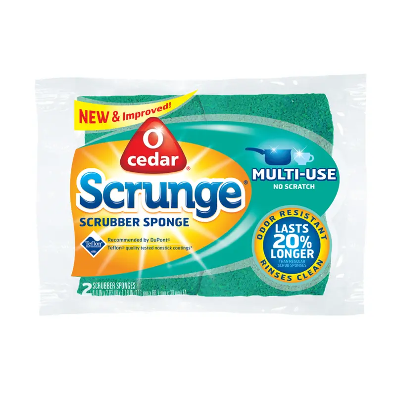 O-Cedar No-Scratch Scrunge Cellulose Sponge - 7.5 x 5 in Durable Scrubber Sponge, Reptile Care Cleaning Tool, Pet Supplies Accessory