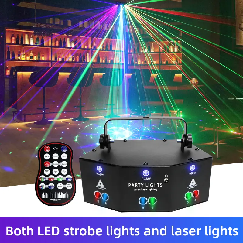 Flower Dance New 9-Eyes RGBW LED Laser DMX Club Fixture - Remote, Sound Control, Auto Mode for Family Party Decor - American/Australian/European Compatible RGB Lights, Graduation Leis, Strobe Function
