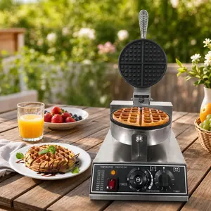 Professional Belgian Waffle Maker for Home & Café, 1200W Fast Heating Stainless Steel Baker, Non-Stick Plates for Perfect Golden Waffles