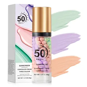 3-In-1 Color Correcting Primer SPF 50 PA+++, Full Coverage Makeup Base & Sunscreen, All-Day Oil Control