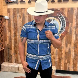Men short-sleeved shirt blue