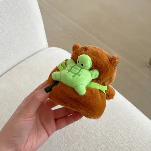 Plush Beaver Back Small Turtle Earphone Case, Fits Apple AirPods 1/2/AirPods Pro/AirPods Pro2/3/AirPods 3/AirPods 4 Protective Soft Shell, Earphone Protective Cover