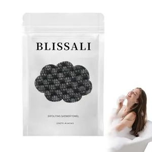 Blissal Exfoliating Shower Towel, 2-in-1 Exfoliating Towel, Premium Scrub Wash Cloth for Body Face, Blissal exfoliating Towels-Body Scrubber with 2 Sides for All Skin Types (Black)