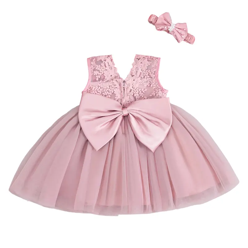 3 6 months formal baby dresses 2pcs /Set Baby Girl Dress 3-24 Months Infant Formal Dresses For Birthd –  Mega Mart Center main image 1