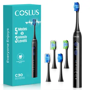 COSLUS C30 Sonic Electric Toothbrush for Adults:3 Intensities & 5 Modes, 41000 VPM,Wireless Charging,2 Types of Heads for Gentle or Daily Care, Travel & Family Home Use,Sensitive Teeth & Braces,Plaque Removal Travel & Family Home Use