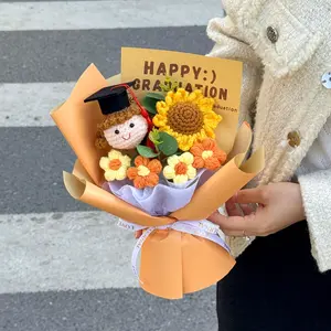 Graduation Doll Flower Bouquet, Handmade Sunflower Bouquet, Perfect Birthday Gift, Graduation Surprise, Creative Doll Bouquet for Special Occasions