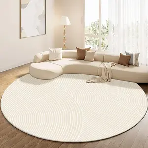 Round Floor Mat, Non-slip Soft Floor Carpet, Decorative Floor Mat for Home Living Room Bedroom, Foldable & Washable Floor Mat