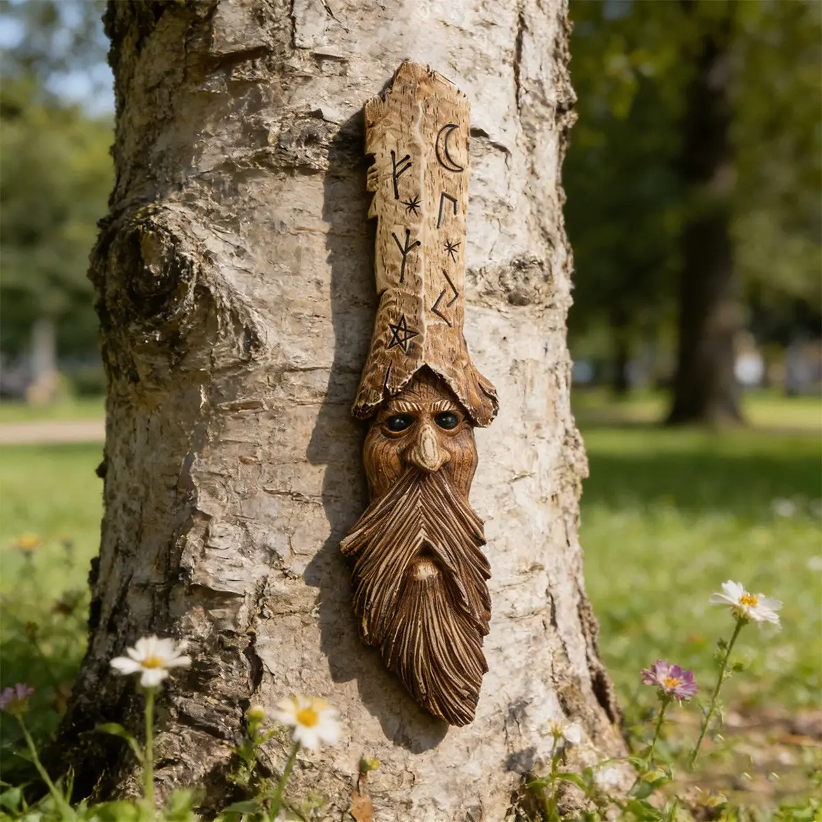 Modern Tree Bark Elf Tree Trunk Decoration Hanging Ornament, Colorful Resin Garden Art Craft, Wall Mounted Tree Bark Elf Decor, Outdoor Garden Courtyard Decor, Garden Sculptures, Garden Sculptures And Decor