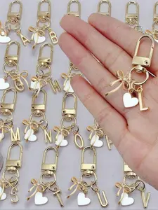 Personalized Heart Pendant with 3D Bow, A-Z Initials, Gift Info, Keychain Accessory, Custom Bag Charm, Unique Phone Accessories, Letter Charm