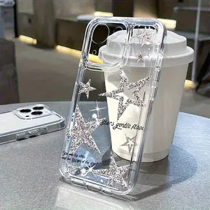 1 Shiny Star Fashion Pattern Transparent Full Coverage TPU Phone Case, Suitable for iPhone 17 16 15 14 13 12 11 Pro Max XR XS Plus, Perfect for Holiday Gifts to Family, Friends, Girlfriend TMTKK44