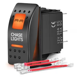 Nilight UTV Chase Lights Rocker Switch On Off 5 PIN SPST LED Light Bar Switches with Orange Backlit 12V 24V Toggle Switches with Jumper Wires Set for ATVs UTVs Cars Trucks RVs