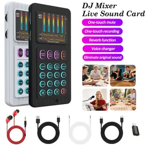 Portable Handheld Sound Card Device, Voice Changer Mixer, Wireless Mic Set for Podcasts, Broadcasting, Gaming, Bluetooth-compatible Connected