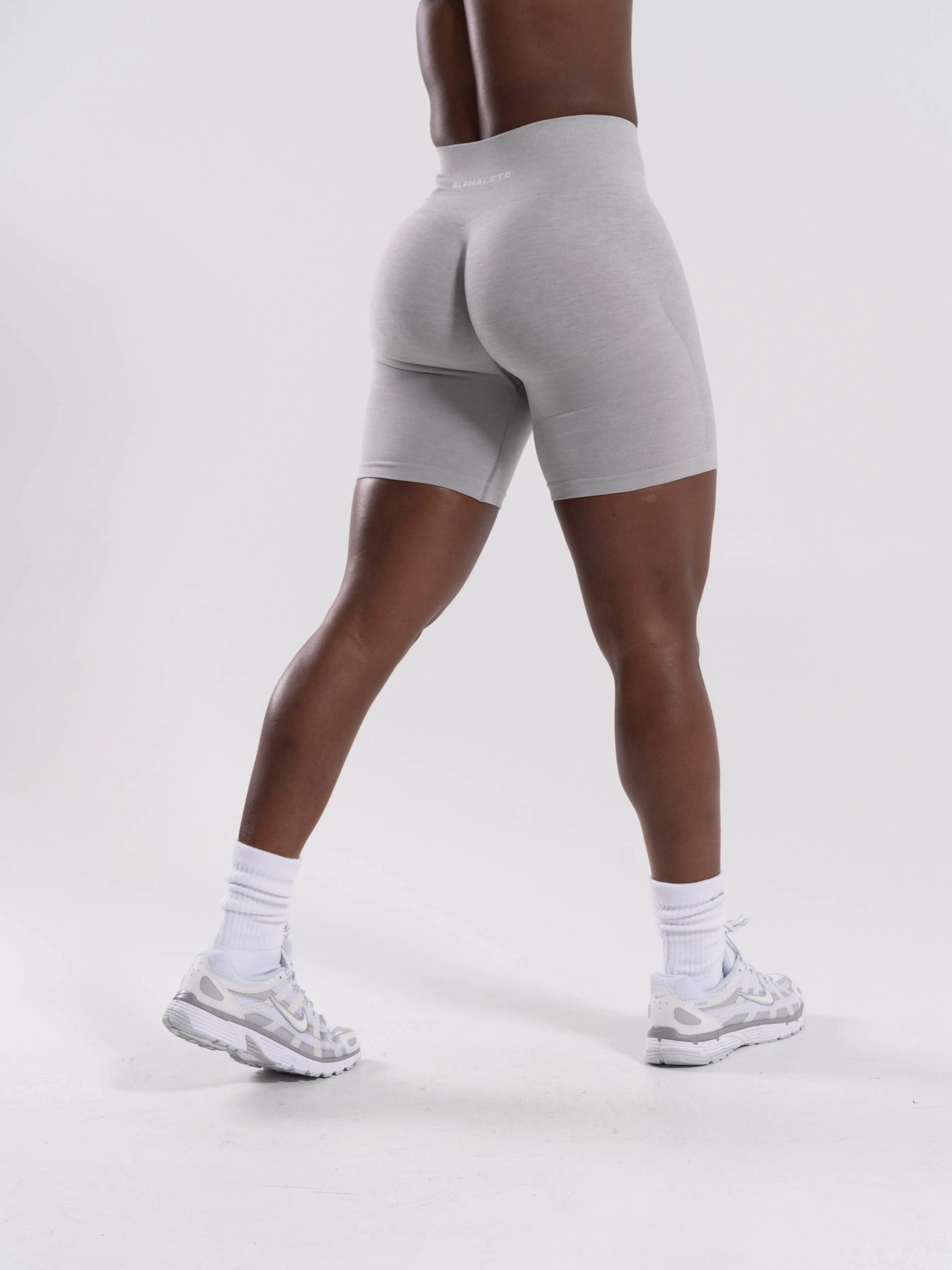Pump Mid Rise Biker Short - LT Heather