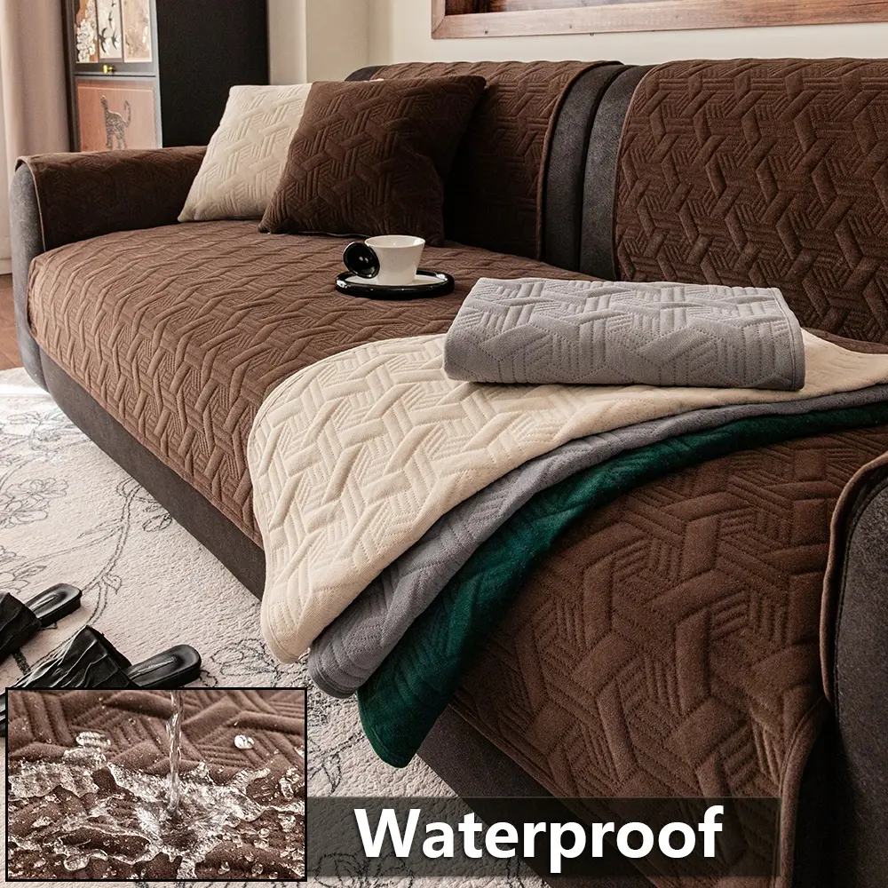 1pc Waterproof Sofa & Couch Cover, Washable Sofa Slipcover, Washable Couch Covers - Solid Color, Ultrasonic Design, Non-Slip, Scratch-Resistant, Stain-Resistant & Pet-Friendly, Suitable for 1/2/3/4-Seater Sofas, All-Season Use