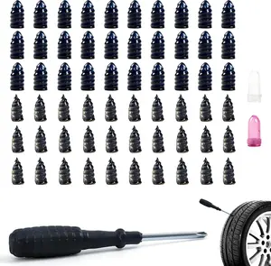 60 PCS Tire Plugs Screw Type, Tubeless Tire Repair Rubber Nail Kit, Emergency Quick Fix Tire Plug, Convenient & Easy to Use, Durable Sealing, Fits Most Tubeless Tires (Car, Motorcycle, Truck)