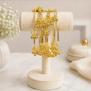 8 Pcs Gold Finish Ghungroo Bangles -Size 2.8