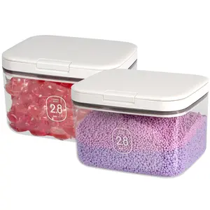 Laundry Pods Container, 2 Pack Pop-up laundry Pods holder with Sealed Lid, Laundry Room Storage and Organization Containers for Laundry Detergent Powder,Scent Bead,Dry Sheet, Dishwasher Pods (94oz)