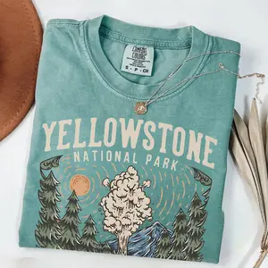 Comfort Colors Yellowstone T-Shirt – National Parks Mountain Tee, Wildlife Nature Lover Shirt, Camping Gift, Outdoor US Vacation Shirt