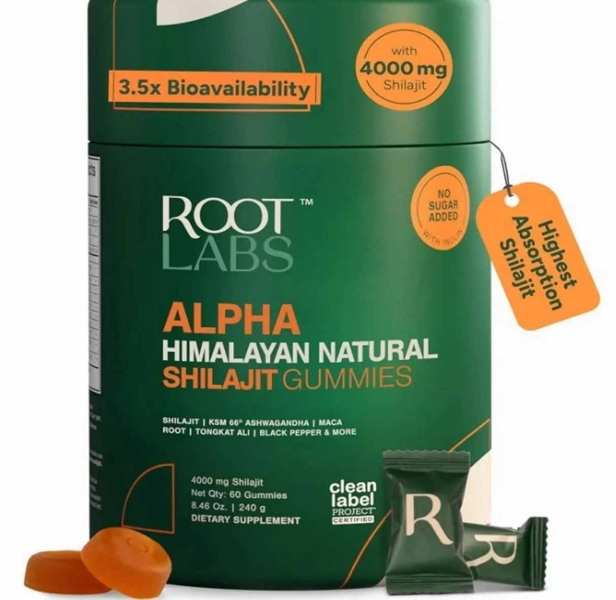 ROOT LABS 10-in-1 Alpha Shilajit Gummies | 4000 mg Pure Himalayan Shilajit with Tongkat Ali & Maca Root | Shilajit for Men & Women | ShilAbsorb Bioavailability Tech | Sugar-Free, Vegan | 60 Gummies