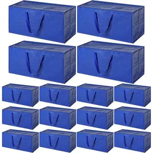 16 Packs Oversized Bag Large Duty Moving Bags with Reinforced Handles 29 x 14 x 13 Inch Tote Bags Bulk for Moving Boxes Clothes Travel Attics Supplies (Dark Blue)