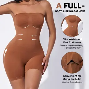 Suprenx Lady's Seamless Strapless Tube Bra Shapewear Bodysuit - Compression Knitting Fabric, Breathable, Tummy Control, Back Smoothing, Thigh Slimmer, Butt Lift Romper for Casual Wear