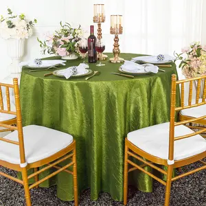 108" Seamless Round Crushed Taffeta Tablecloth - Moss Green/Olive Green (1pc)