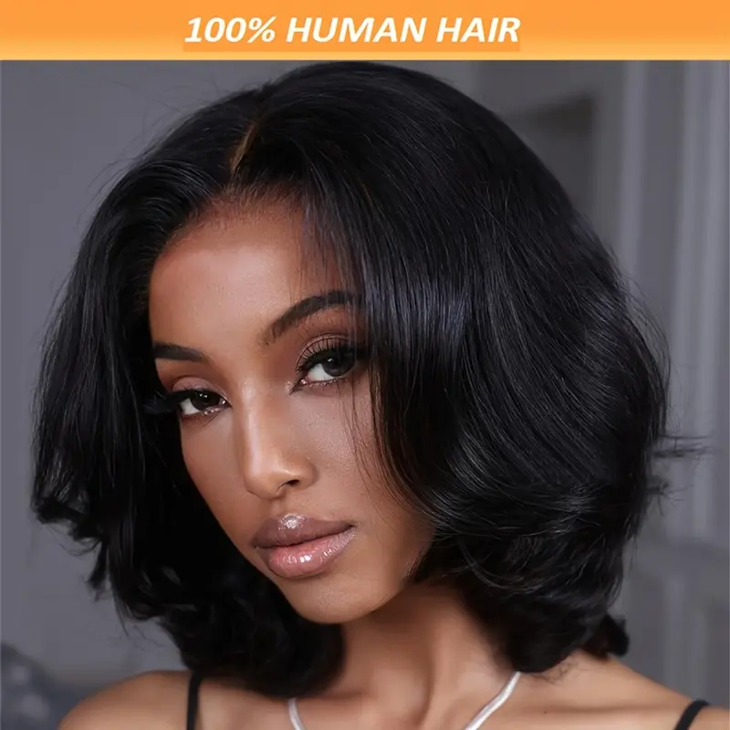 New Fashion 13x4 HD Lace Closure Bob Human Hair Wig - Loose Wave 10 Inch Natural Look Wig for, 150% Density Bob Cut Wigs with Breathable Lace Frontal, Lace Front Wig, Realistic Hairpiece
