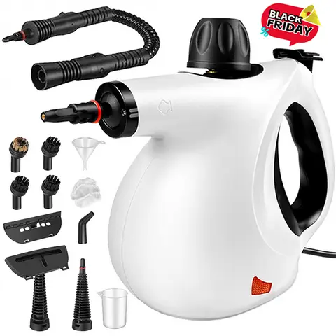 Multi-Function Handheld Steam Cleaner & Floor Polisher - 1050W High-Powered Pressurized Natural Steam, 350ml, Fast Heating, Labor-Saving Corded Portable, 12 Replacement Parts for Home, Car Deep Cleans