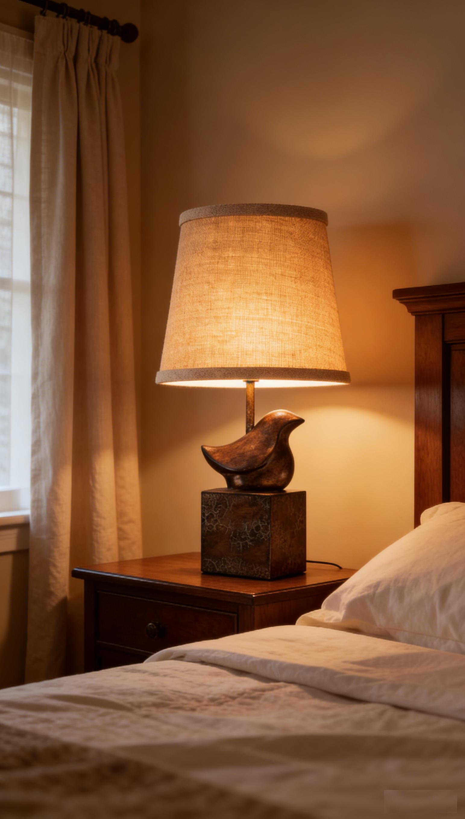 15"Resin Table Lamps for Living Room Country Cottage Farmhouse Lamp for Bedroom Tree Trunk Wood Grain with Oatmeal Fabric Round Shade Vintage Rustic Traditional Nightstand Bedside Lamp