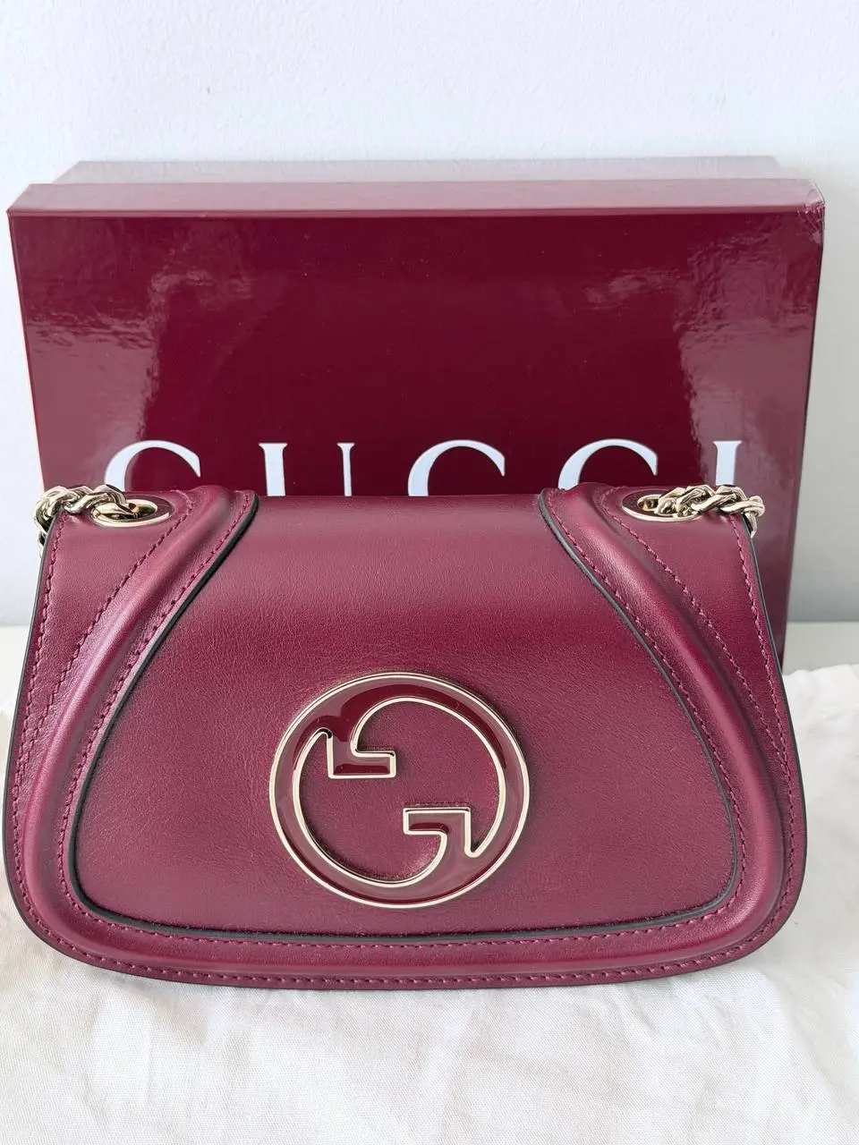 Pre-owned Leather Shoulder Bags Bolso Mini Gucci Blondie Color Rosso Ancora