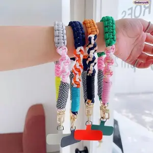 Cute Braided Phone Wrist Strap, Short Rope Phone Lanyard with Charm, Anti Drop Secure Grip Strap for iPhone & Android, Colorful Phone Accessory for Travel & Daily Use