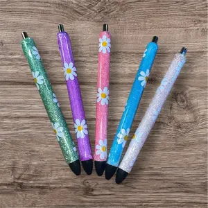 Beautiful Daisy Glitter Pens - Assorted Colors with Floral Design for Stylish Writing