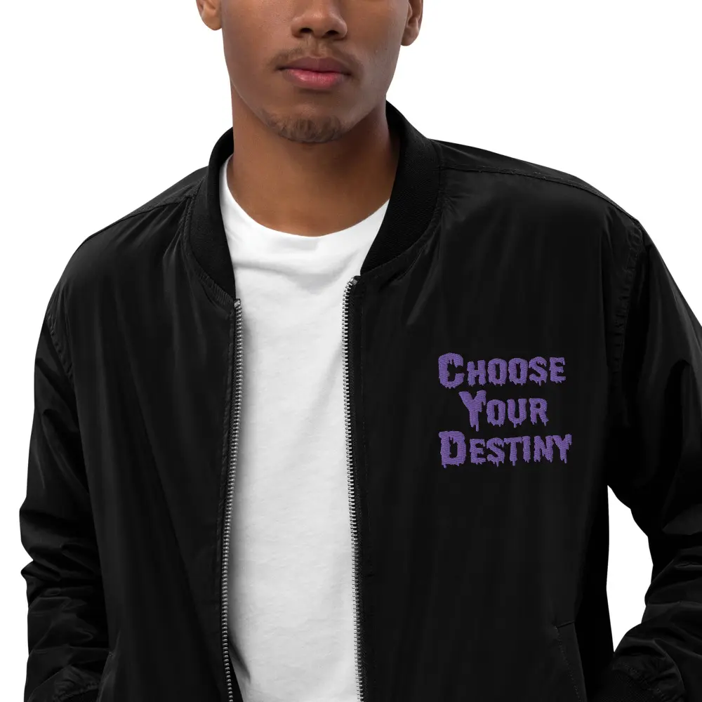 'Choose Your Destiny' Premium recycled bomber jacket