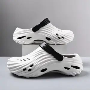 Unisex Wavy Platform Clogs, Thick Sole Non‑Slip Odor‑Resistant Durable Slip‑On Sandals, Adjustable Strap Breathable Water Shoes for Men Women Outdoor Beach Pool