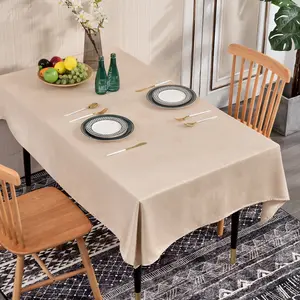 Rectangle Faux Linen Table Cloth Waterproof Washable Wipeable Table Cover for Kitchen Dinning Tabletop Buffet Decoration